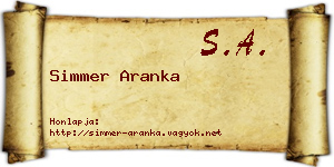 Simmer Aranka névjegykártya